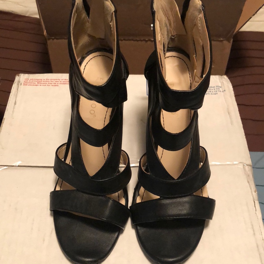 Bamboo black Sandal wedges